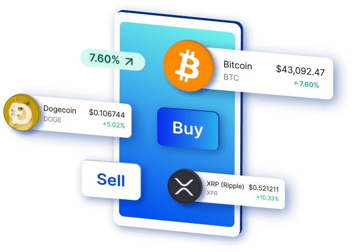 Buy and sell token trading graphic